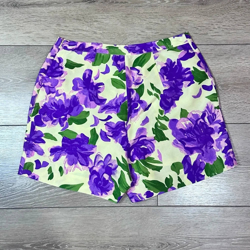 NWOT Tibi 100% Silk High Rise Floral Shorts